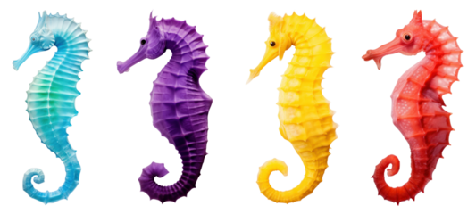 Sea horse png element set on transparent background