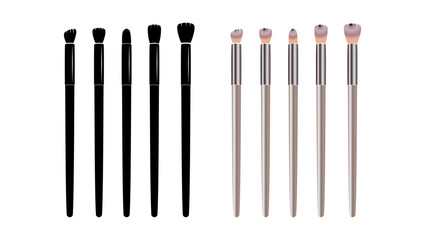 Makeup Brushes, black and color silhouettes
