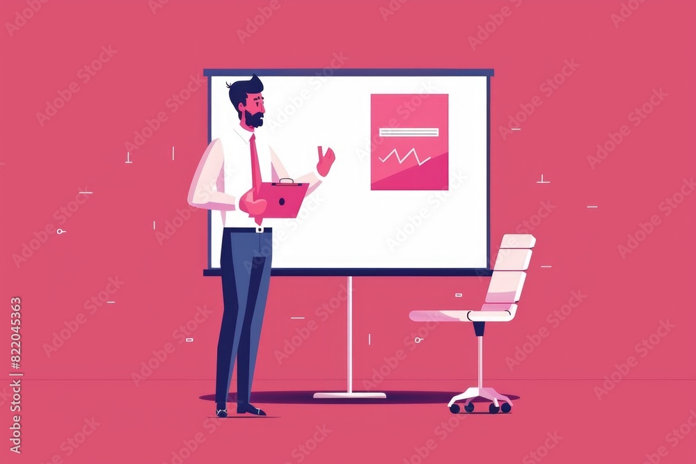 Aufkleber A man standing in front of a large screen. Suitable for technology concepts