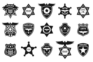 Police badge. Police symbols. Police vector icons. Policeman badges collection. Vector illustration EPS10