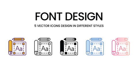 Font Design Icons different style vector stock illustration