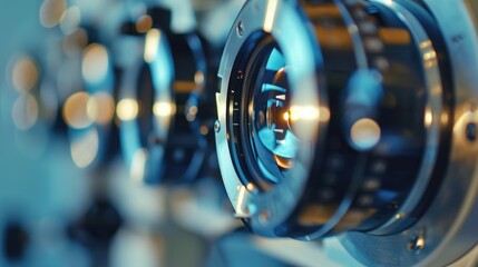 Close up of a camera lens on a wall, suitable for technology or photography concepts