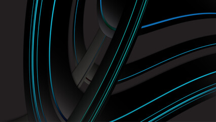 Obraz premium Neon blue geometric shapes on dark background