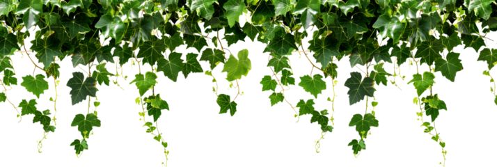 Green ivy leaves on a transparent background