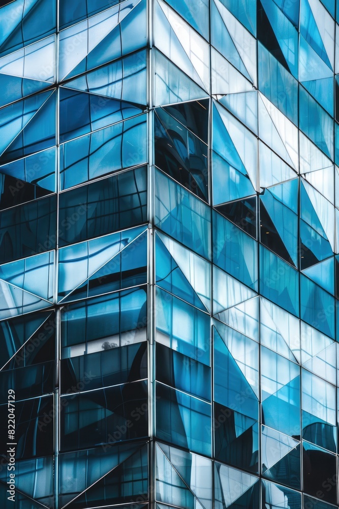 Poster a modern skyscraper reflecting the sky. suitable for architectural concepts