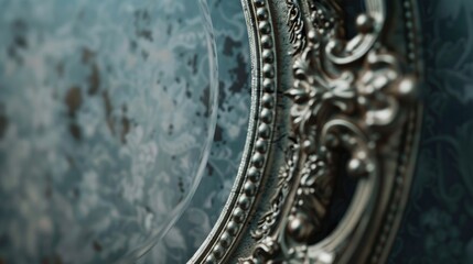 Close up of a mirror on a wall, suitable for interior design concepts