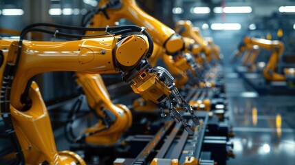 Fototapeta premium In the future, engineers and animal robots work together in heavy industrial plants to digitize data to form a digital twin.