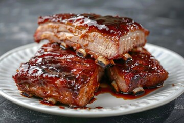 Delicious BBQ ribs with sauce, perfect for food blogs