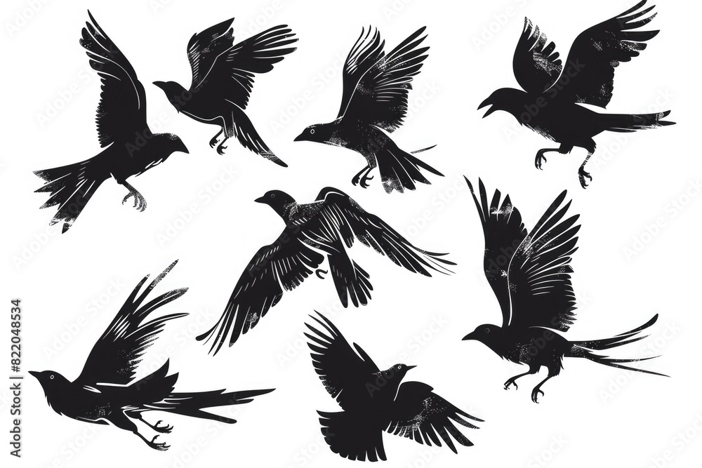 Poster a group of birds flying in the air, suitable for various projects