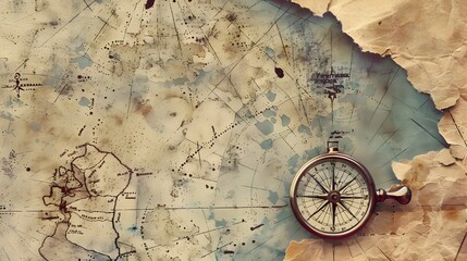 Authentic Vintage Illustrated Map Emphasizing a Specific Location with a Circular Text Space