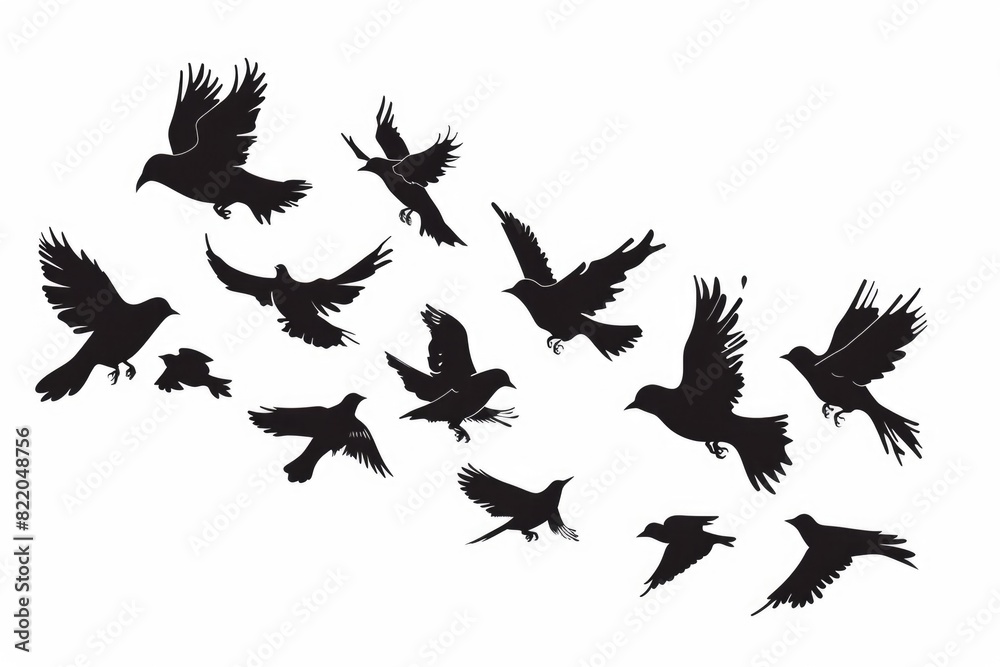 Poster a flock of birds flying in the air. suitable for nature and freedom concepts