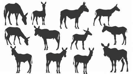A collection of silhouettes of various wild animals. Suitable for nature-themed designs