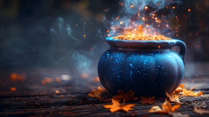 Halloween Witchs Cauldron Brewing Mysterious Potion Ingredients