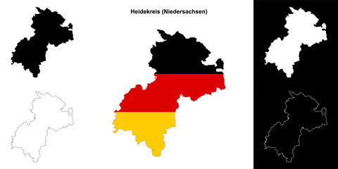 Heidekreis (Niedersachsen) blank outline map set