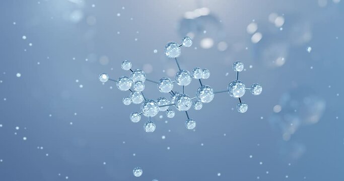 Ephedrine, rotating 3D model of cns stimulant, seamless looped video, molecular structure with selective focus