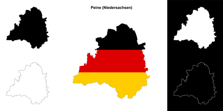 Peine (Niedersachsen) blank outline map set