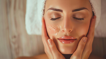 young beautiful woman getting facial massage in a beauty clinic