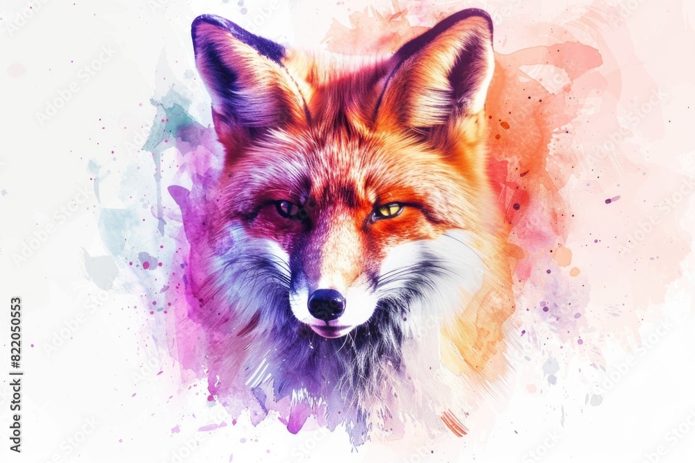 Canvas Prints Realistic watercolor painting of a red fox, perfect for wildlife enthusiasts