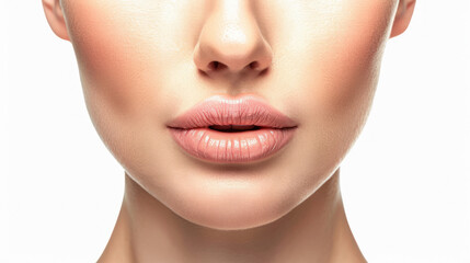 close view of young woman beautiful lips