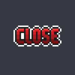 red close text in pixel art style