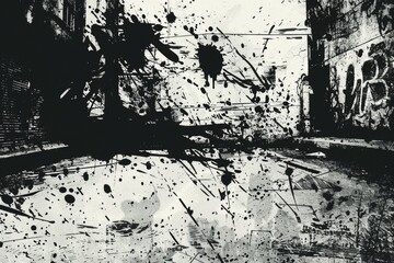 A black and white photo of a puddle of water. Suitable for nature or abstract concepts