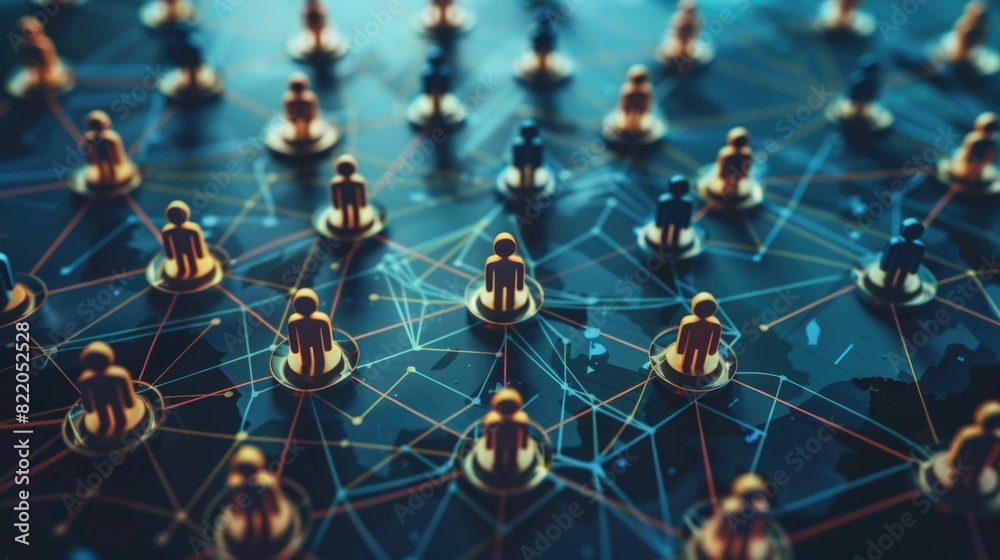 Poster close up of a group of chess pieces, suitable for strategy and competition concepts