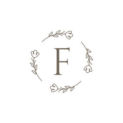 letter f flower minimal logo design graphic vector