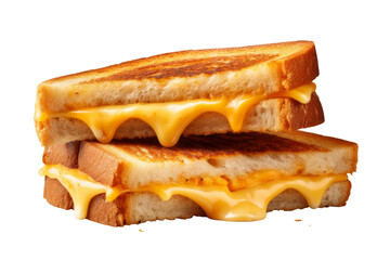 The Towering Duo: Grilled Cheese Sandwiches on a Clear PNG or White Background.