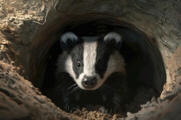 Obraz premium A close up of a small animal in a hole. Suitable for educational materials