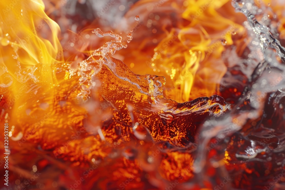 Poster A close up of a fire with water on it. Suitable for various concepts