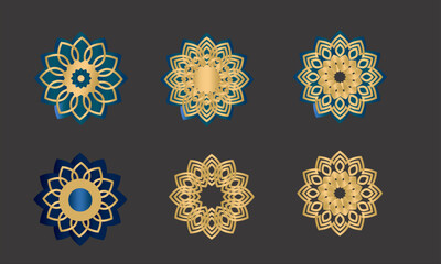 Vector Illustration Geometric Set Luxury Gold Mandala