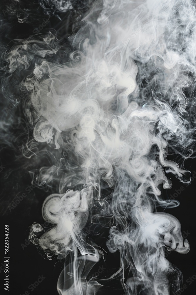 Poster close up view of smoke on a dark black background. suitable for abstract concepts