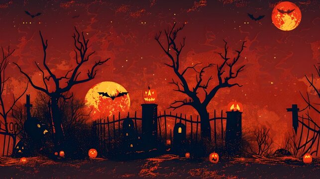 Vibrant Halloween Art Highlighting Festive Icons and Symbols