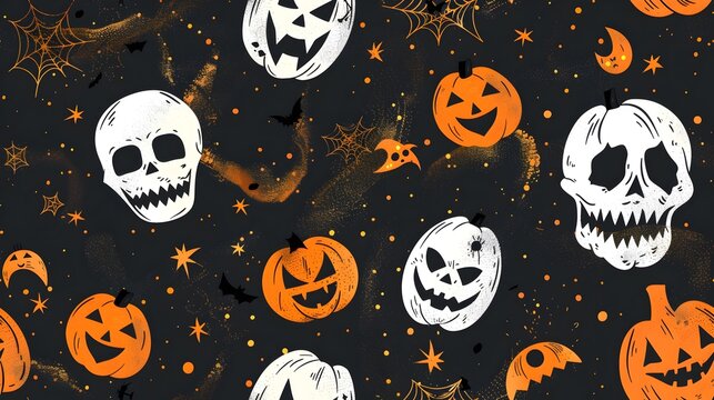 Vibrant Halloween Art Showcasing Pumpkins Candy and Festive Cheer