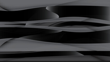 Grey black banner design with wavy shape. Abstract geometric vector background