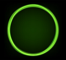 Neon swirl. Curve line light effect. Glow circles with sparkles, magic light effect. Magic circle vector. Light round frame. Rounded neon line with light effect. Energy flow tunnel.
