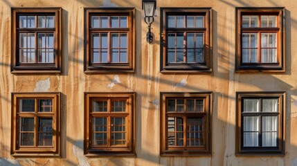 Modern building with numerous windows. Suitable for architectural projects