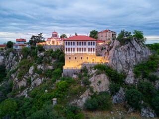 Obraz premium Aerial drone view of the Old Town of Plovdiv, Bulgaria.