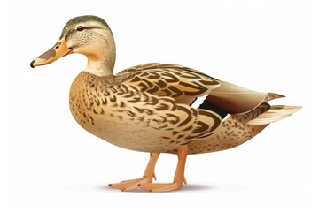 Obraz premium A brown duck standing on a white surface. Perfect for nature and animal-themed projects