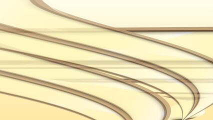 Striped wavy abstract pattern. Colorful print composed of colored gold strips on light yellow background.