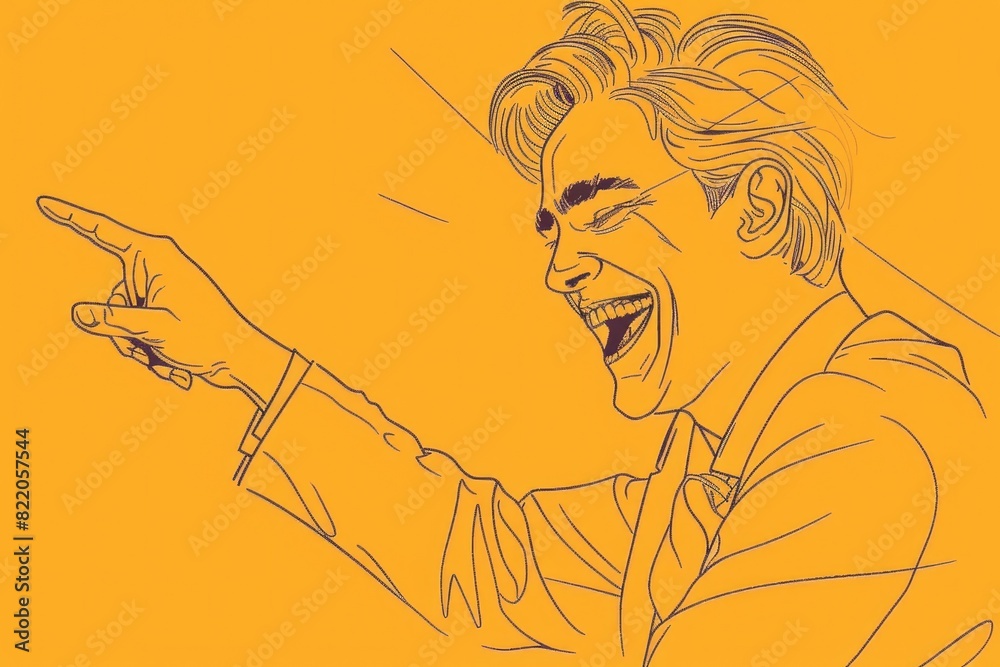 Poster a man in a suit pointing, suitable for business concepts
