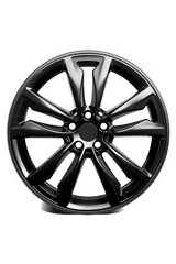 A black wheel isolated on a white background. Perfect for automotive industry designs