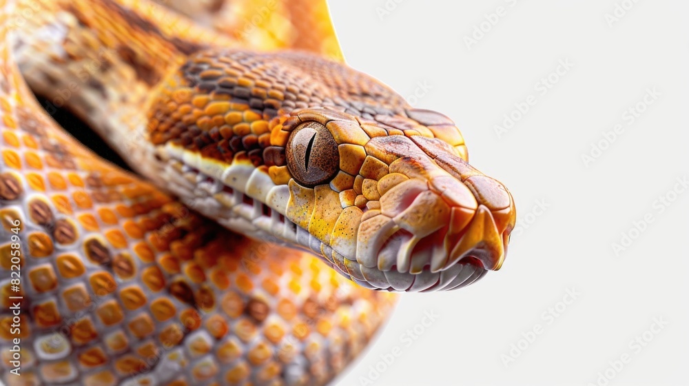 Poster close-up of a snake with its mouth wide open. suitable for wildlife and nature themes