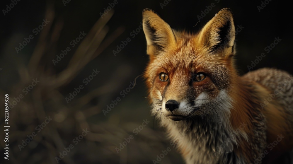 Poster a close up image of a red fox looking at the camera. ideal for wildlife and nature concepts