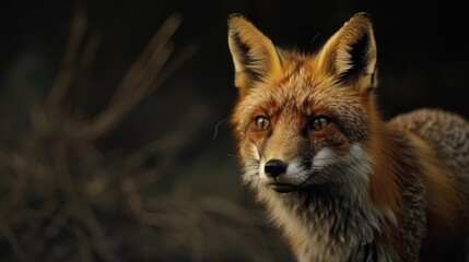 Fototapeta premium A close up image of a red fox looking at the camera. Ideal for wildlife and nature concepts