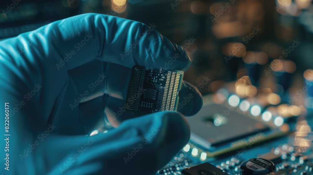 Aufkleber a person holding a microchip in their hand. suitable for technology concepts