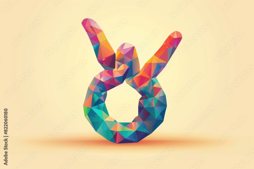 Poster a colorful peace sign made out of polygonal shapes. suitable for various design projects