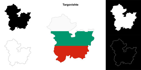 Obraz premium Targovishte province outline map set