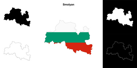 Smolyan province outline map set