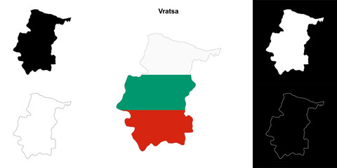 Vratsa province outline map set